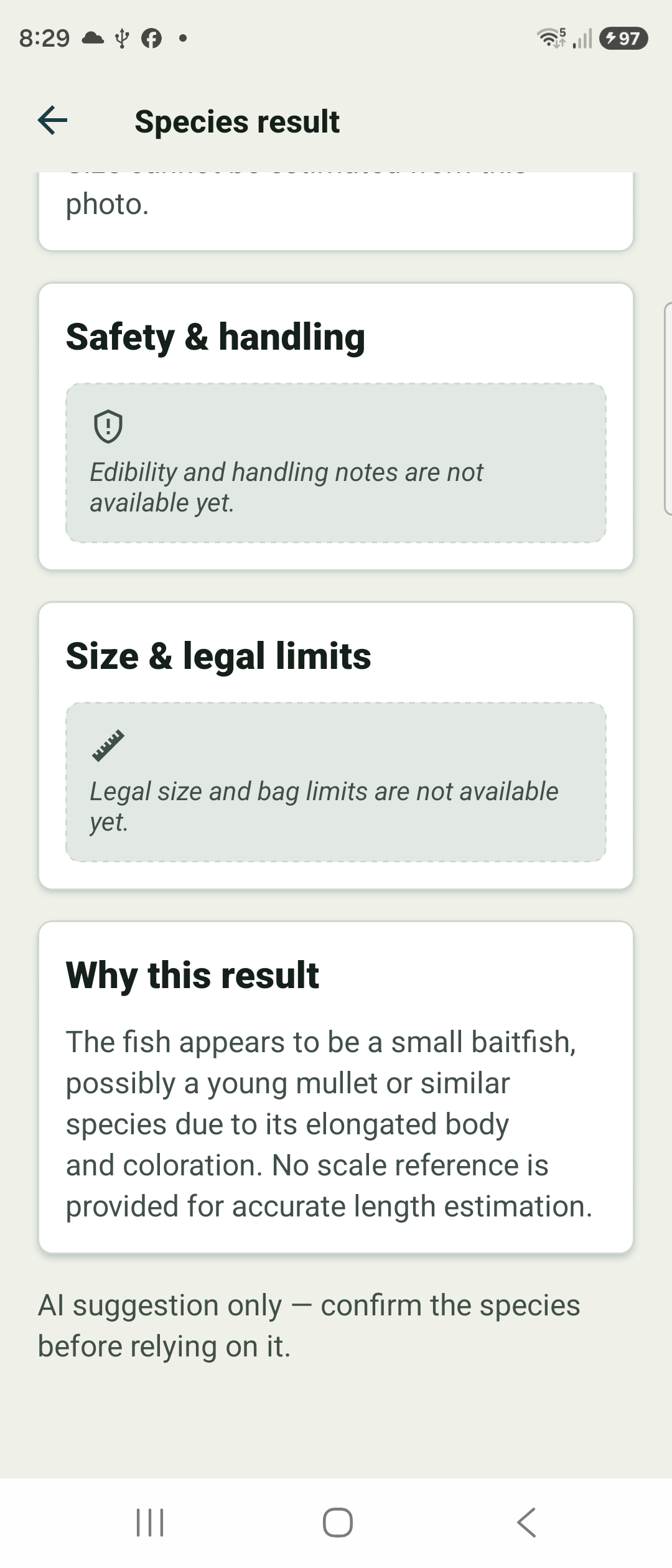 Safety, legal limits, and reasoning on the species result